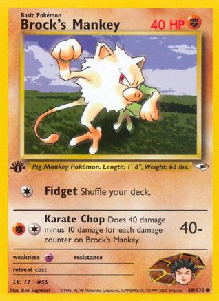 Brock's Mankey (68) (68) 068/132 - 1st Edition Gym Heroes - Common