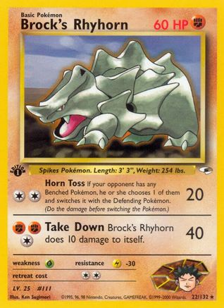 Brock's Rhyhorn (22) (22) 022/132 - 1st Edition Gym Heroes - Rare
