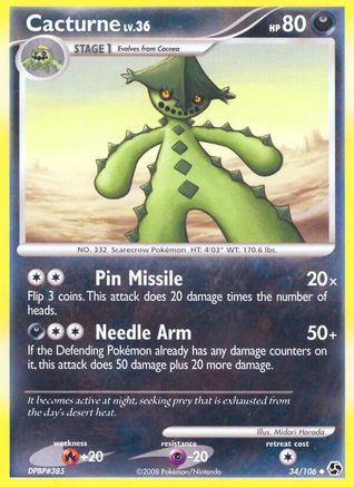 Cacturne 034 - Reverse Holofoil Great Encounters - Uncommon