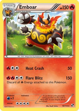 Emboar (19) (19) 019/114 - Reverse Holofoil Black and White - Holo Rare