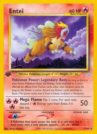 Entei (17) (17) 017/64 - 1st Edition Neo Revelation - Rare