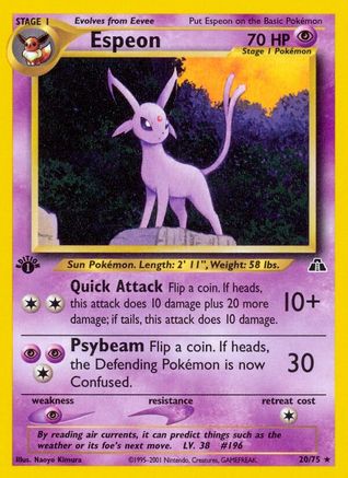 Espeon (20) (20) 020/75 - 1st Edition Neo Discovery - Rare