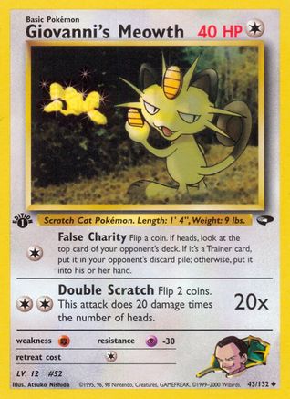 Giovanni's Meowth (43) (43) 043/132 - 1st Edition Gym Challenge - Uncommon