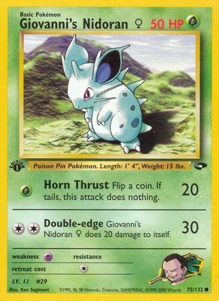 Giovanni's Nidoran F 075/132 - 1st Edition Gym Challenge - Common