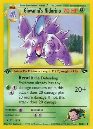 Giovanni's Nidorino 045/132 - 1st Edition Gym Challenge - Uncommon
