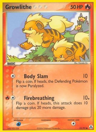 Growlithe 055/92 - Reverse Holofoil Legend Maker - Common