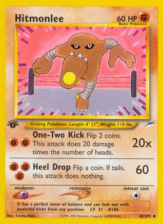 Hitmonlee 042/105 - 1st Edition Neo Destiny - Uncommon