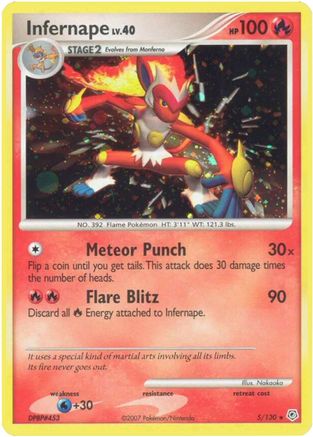 Infernape 005/130 - Reverse Holofoil Diamond and Pearl - Holo Rare