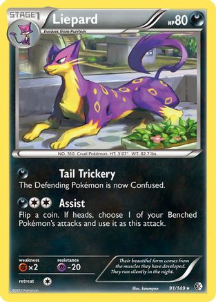 Liepard 091 - Reverse Holofoil Boundaries Crossed - Holo Rare