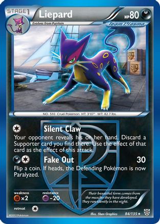 Liepard (Team Plasma) 084 - Reverse Holofoil Plasma Storm - Rare