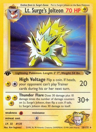 Lt. Surge's Jolteon 028/132 - 1st Edition Gym Challenge - Rare