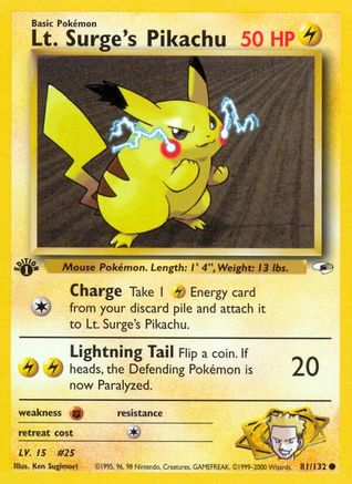 Lt. Surge's Pikachu 081/132 - 1st Edition Gym Heroes - Common