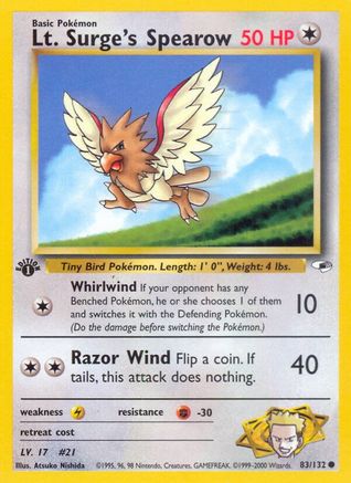 Lt. Surge's Spearow (83) (83) 083/132 - 1st Edition Gym Heroes - Common