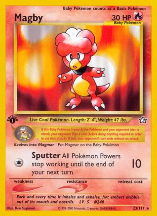 Magby 023/111 - 1st Edition Neo Genesis - Rare