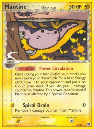 Mantine (Delta Species) 020/101 - Reverse Holofoil Dragon Frontiers - Rare