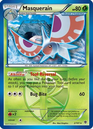 Masquerain (Team Plasma) 002/101 - Reverse Holofoil Plasma Blast - Rare