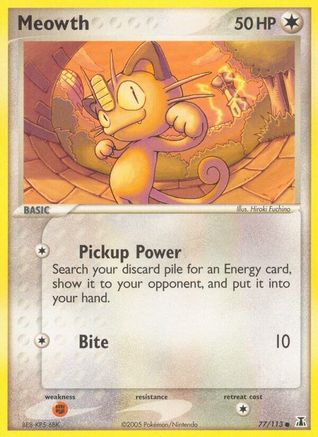 Meowth 077/113 - Reverse Holofoil Delta Species - Common