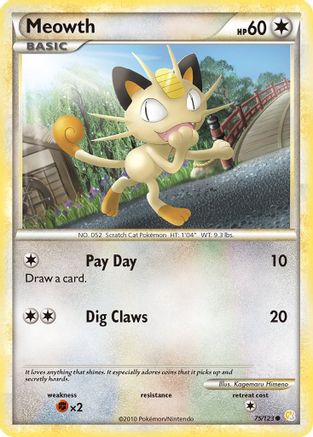 Meowth 075/123 - Reverse Holofoil HeartGold SoulSilver - Common