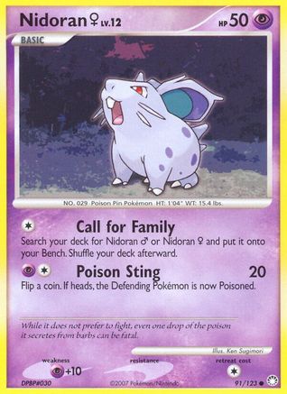 Nidoran F 091/123 - Reverse Holofoil Mysterious Treasures - Common