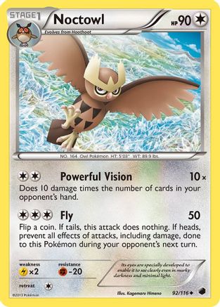 Noctowl 092 - Reverse Holofoil Plasma Freeze - Uncommon