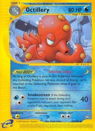 Octillery 026 - Reverse Holofoil Aquapolis - Rare