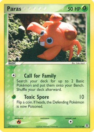 Paras 072/112 - Reverse Holofoil FireRed & LeafGreen - Common