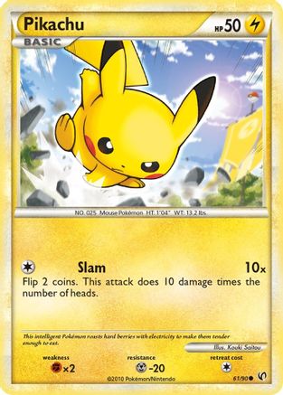 Pikachu 061/90 - Reverse Holofoil Undaunted - Common