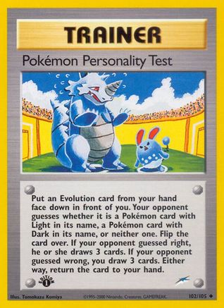 Pokemon Personality Test 102/105 - Unlimited Neo Destiny - Uncommon