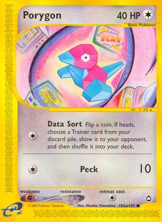 Porygon (103a) (103a) 103a/147 - Reverse Holofoil Aquapolis - Common