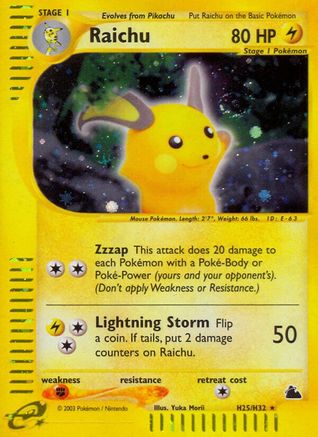 Raichu (H25) (H25) H25 - Holofoil Skyridge - Holo Rare