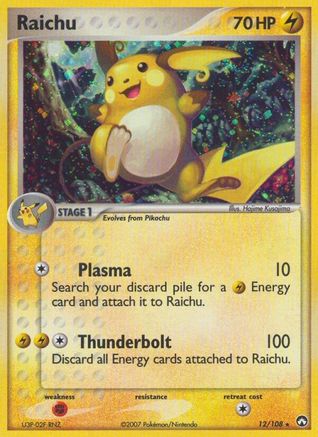Raichu 012/108 - Reverse Holofoil Power Keepers - Holo Rare