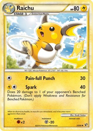 Raichu 033 - Reverse Holofoil Undaunted - Uncommon