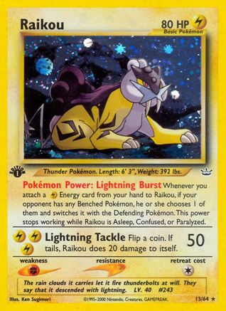 Raikou (13) (13) 013/64 - 1st Edition Holofoil Neo Revelation - Holo Rare