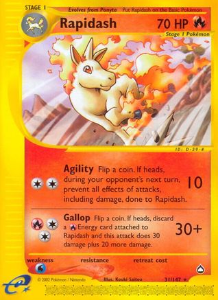 Rapidash 031 - Reverse Holofoil Aquapolis - Rare