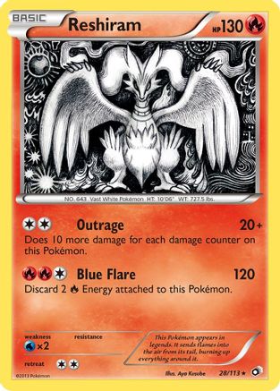Reshiram 028/113 - Reverse Holofoil Legendary Treasures - Holo Rare