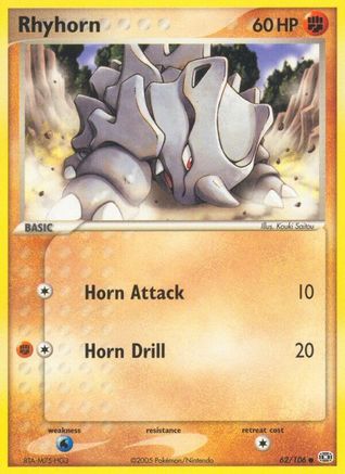 Rhyhorn 062 - Reverse Holofoil Emerald - Common