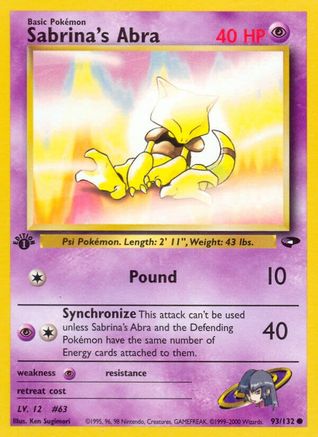 Sabrina's Abra (93) (93) 093/132 - 1st Edition Gym Challenge - Common