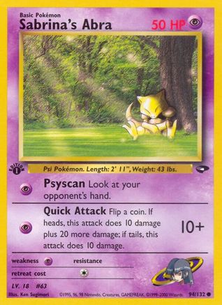 Sabrina's Abra (94) (94) 094/132 - 1st Edition Gym Challenge - Common