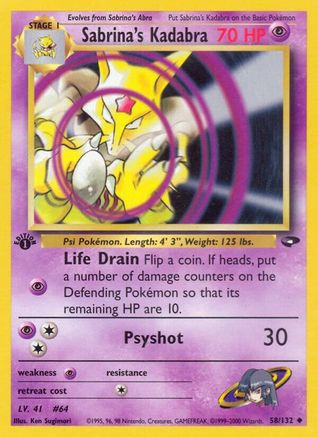 Sabrina's Kadabra 058/132 - 1st Edition Gym Challenge - Uncommon