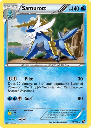 Samurott (31) (31) 031 - Reverse Holofoil Black and White - Holo Rare