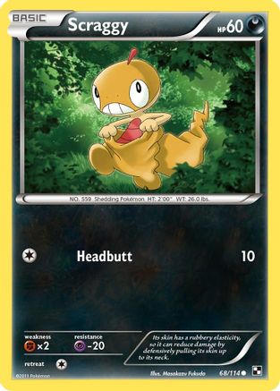 Scraggy 068/114 - Reverse Holofoil Black and White - Common