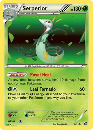 Serperior (6) (6) 006/114 - Reverse Holofoil Black and White - Holo Rare