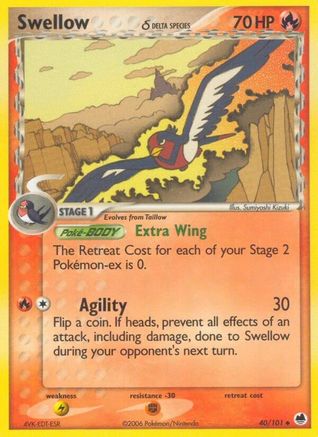 Swellow (Delta Species) 040 - Reverse Holofoil Dragon Frontiers - Uncommon