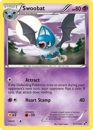 Swoobat 051 - Reverse Holofoil Black and White - Uncommon