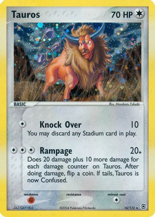 Tauros 016 - Reverse Holofoil FireRed & LeafGreen - Holo Rare
