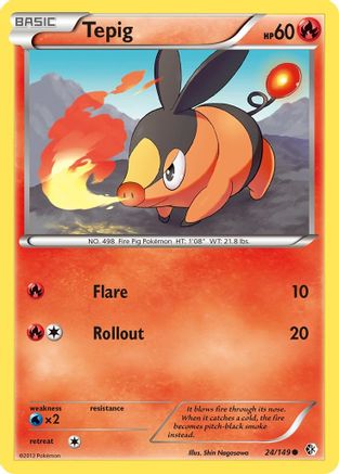 Tepig 024 - Reverse Holofoil Boundaries Crossed - Common