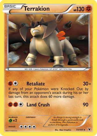 Terrakion 073 - Reverse Holofoil Noble Victories - Holo Rare