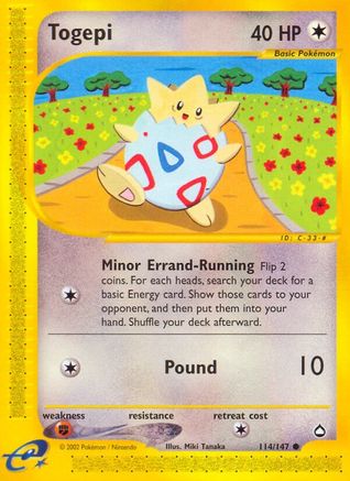 Togepi 114/147 - Reverse Holofoil Aquapolis - Common
