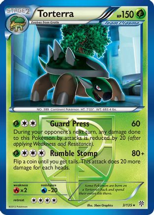 Torterra (Team Plasma) 003 - Reverse Holofoil Plasma Storm - Rare