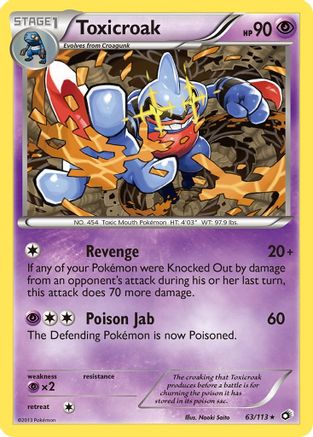 Toxicroak 063 - Reverse Holofoil Legendary Treasures - Rare